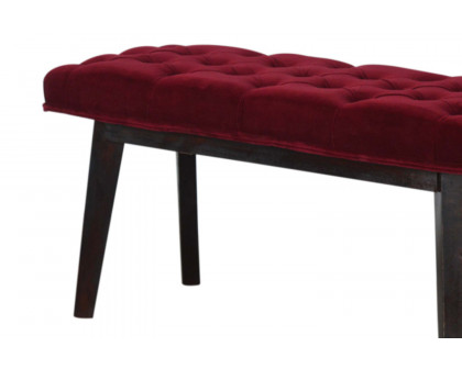 Artisan Velvet Hallway Bench - Wine Red