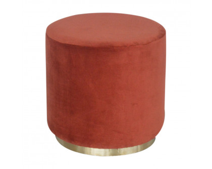 Artisan Footstool with Gold Base - Brick Red, Velvet