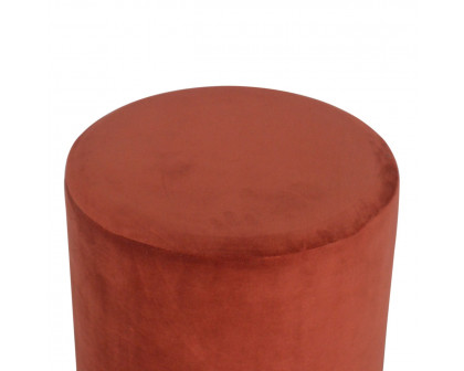 Artisan Footstool with Gold Base - Brick Red, Velvet