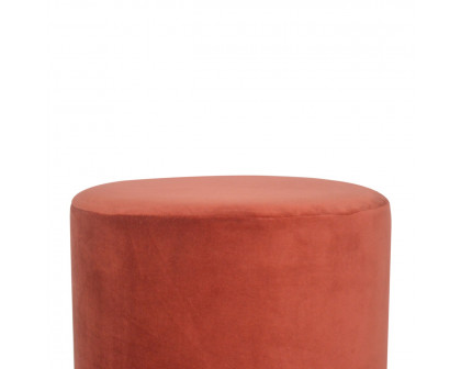 Artisan Footstool with Gold Base - Brick Red, Velvet