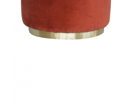 Artisan Footstool with Gold Base - Brick Red, Velvet