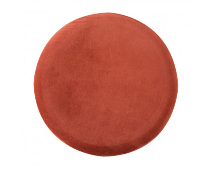 Artisan Footstool with Gold Base - Brick Red, Velvet