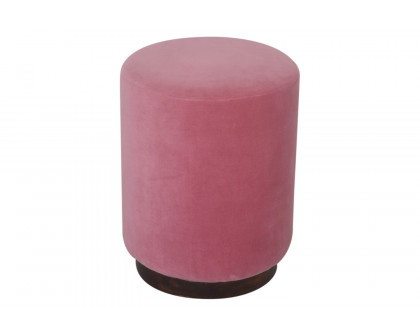 Artisan Footstool with Base - Velvet, Pink, Wooden