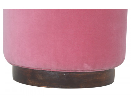 Artisan Footstool with Base - Velvet, Pink, Wooden