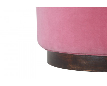 Artisan Footstool with Base - Velvet, Pink, Wooden