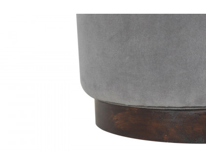 Artisan Footstool with Base - Velvet, Gray, Wooden