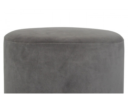 Artisan Footstool with Base - Velvet, Gray, Wooden