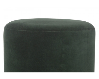 Artisan Footstool with Base - Velvet, Emerald Green, Wooden