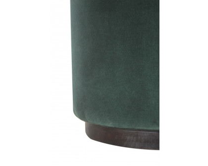 Artisan Footstool with Base - Velvet, Emerald Green, Wooden