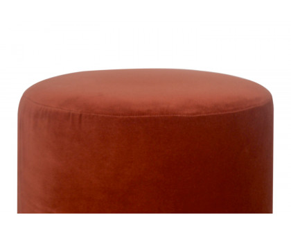 Artisan Footstool with Base - Velvet, Brick Red, Wooden