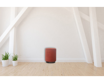 Artisan Footstool with Base - Velvet, Brick Red, Wooden