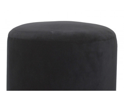 Artisan Footstool with Base - Velvet, Black, Wooden