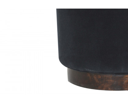 Artisan Footstool with Base - Velvet, Black, Wooden