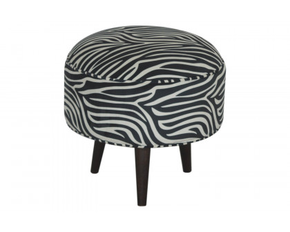 Artisan Nordic Style Footstool - Zebra, Fabric Velvet