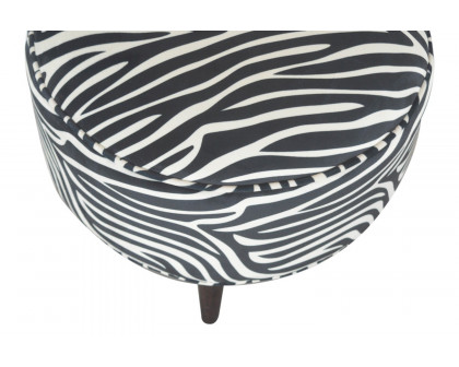 Artisan Nordic Style Footstool - Zebra, Fabric Velvet