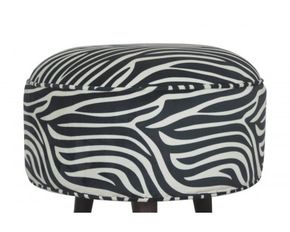 Artisan Nordic Style Footstool - Zebra, Fabric Velvet