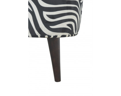 Artisan Nordic Style Footstool - Zebra, Fabric Velvet