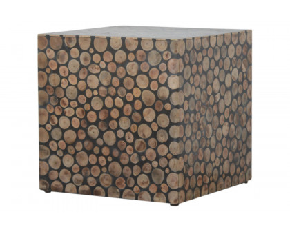 Artisan Tree Trunk Style Footstool - Square