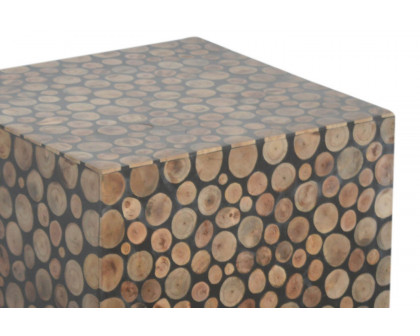 Artisan Tree Trunk Style Footstool - Square