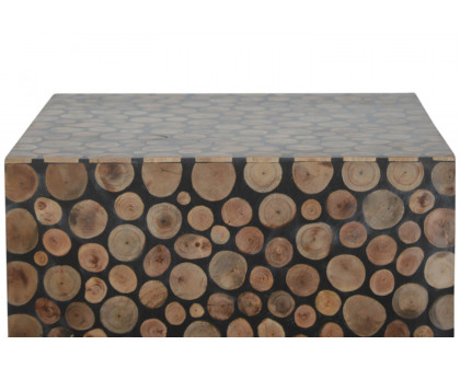 Artisan Tree Trunk Style Footstool - Square