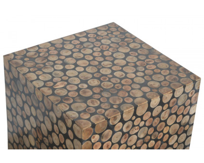 Artisan Tree Trunk Style Footstool - Square