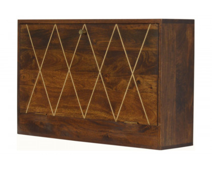 Artisan - Geometric Brass Inlay Flip Down Writing Desk