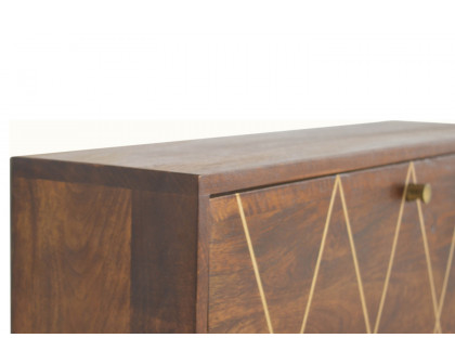 Artisan - Geometric Brass Inlay Flip Down Writing Desk