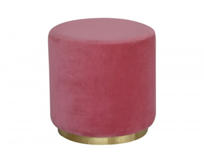 Artisan Footstool with Gold Base - Pink, Velvet