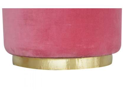 Artisan Footstool with Gold Base - Pink, Velvet