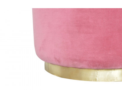 Artisan Footstool with Gold Base - Pink, Velvet