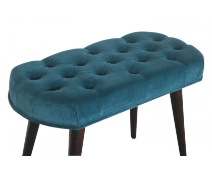 Artisan Deep Button Bench - Teal, Velvet