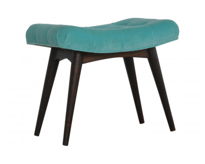 Artisan Curved Bench - Aqua, Velvet