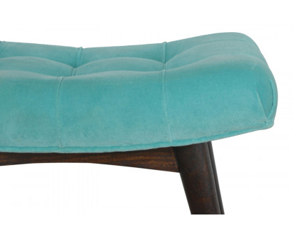 Artisan Curved Bench - Aqua, Velvet