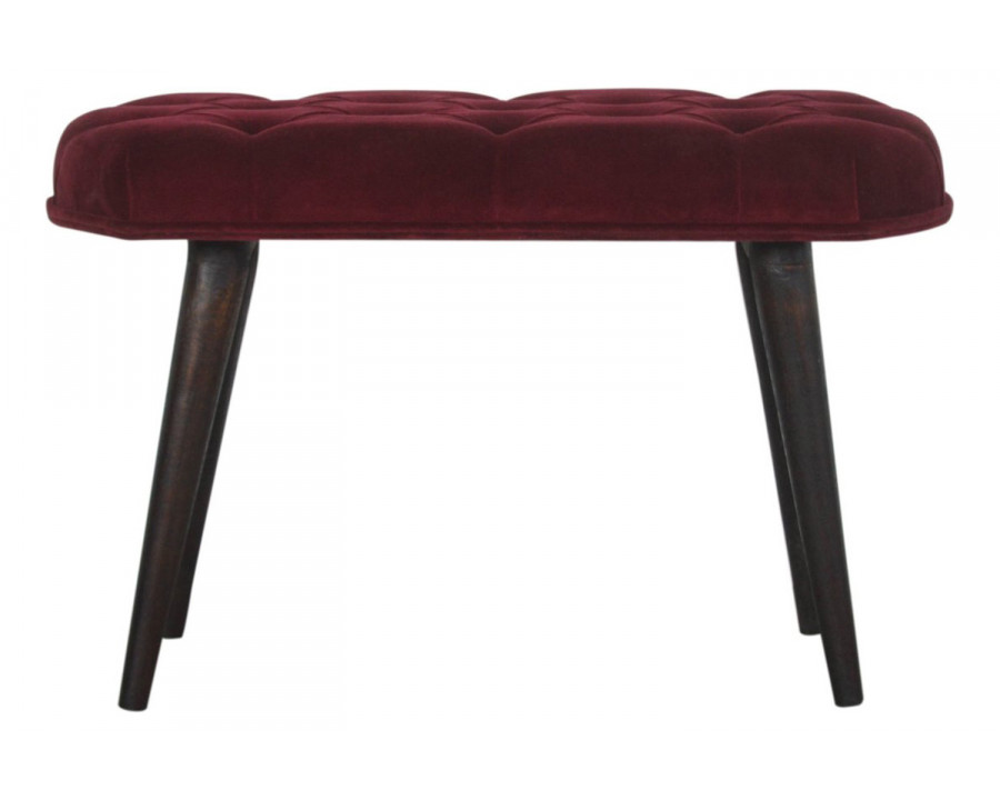 Artisan Deep Button Bench - Wine Red, Velvet