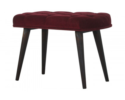 Artisan Deep Button Bench - Wine Red, Velvet