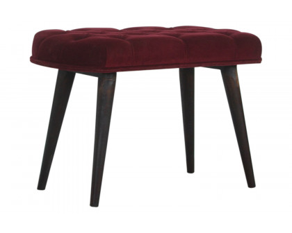 Artisan Deep Button Bench - Wine Red, Velvet