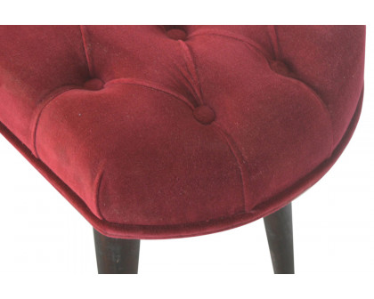 Artisan Deep Button Bench - Wine Red, Velvet