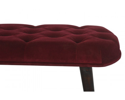 Artisan Deep Button Bench - Wine Red, Velvet