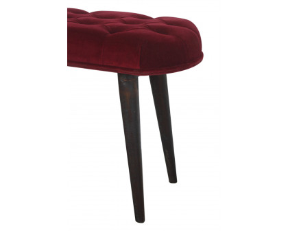 Artisan Deep Button Bench - Wine Red, Velvet