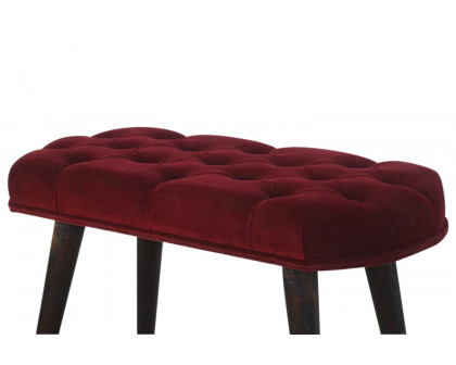 Artisan Deep Button Bench - Wine Red, Velvet