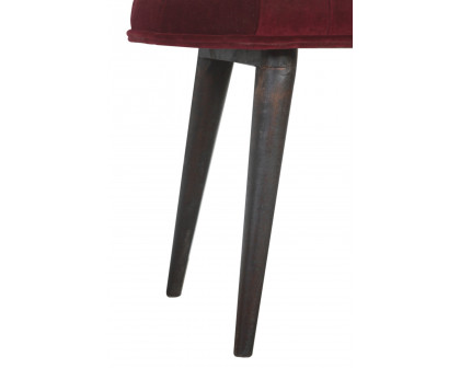 Artisan Deep Button Bench - Wine Red, Velvet