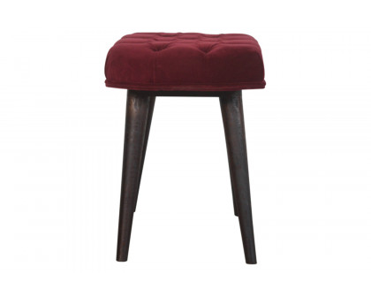 Artisan Deep Button Bench - Wine Red, Velvet