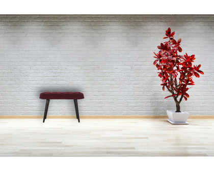 Artisan Deep Button Bench - Wine Red, Velvet