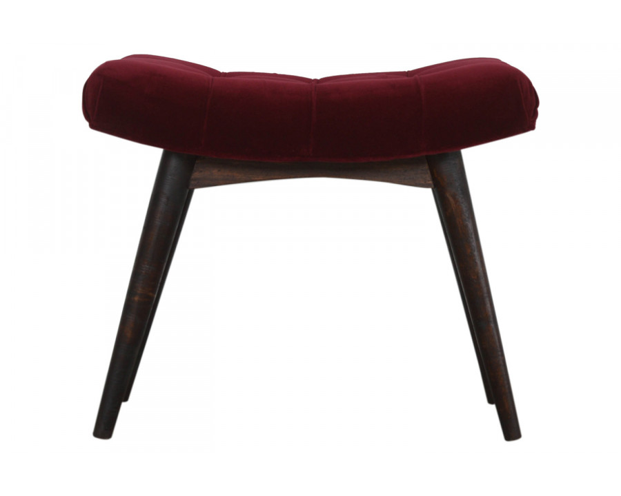 Artisan Curved Bench - Wine Red, Velvet