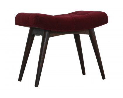 Artisan Curved Bench - Wine Red, Velvet