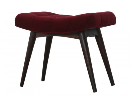 Artisan Curved Bench - Wine Red, Velvet