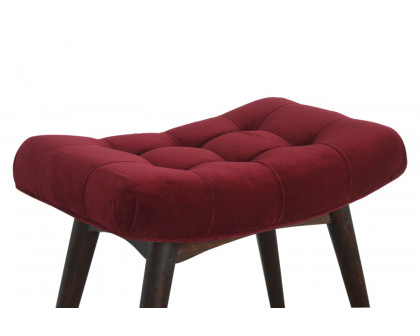 Artisan Curved Bench - Wine Red, Velvet