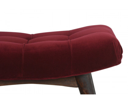 Artisan Curved Bench - Wine Red, Velvet