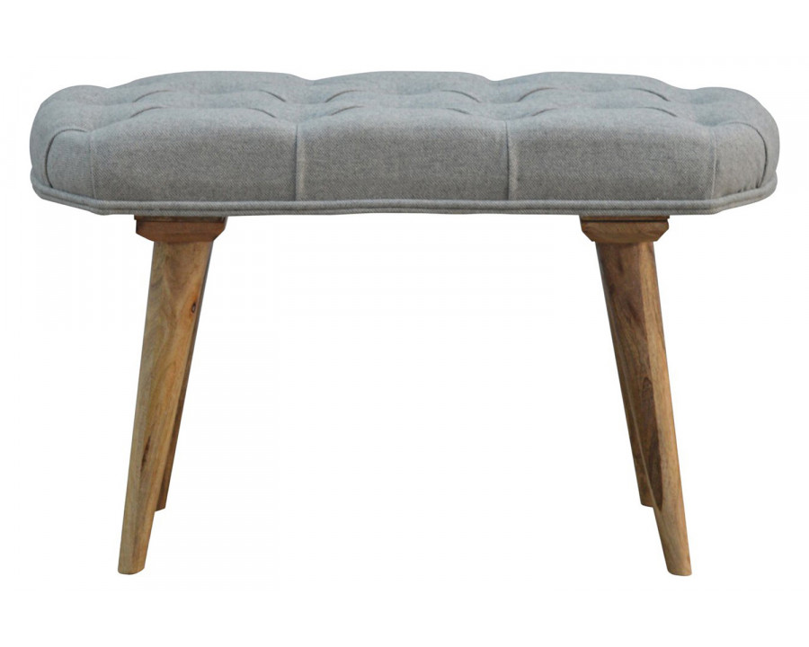 Artisan Deep Button Bench - Gray, Tweed