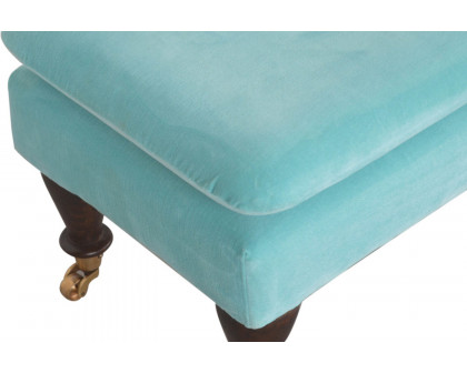 Artisan Bench with Castor Legs - Aqua, Velvet